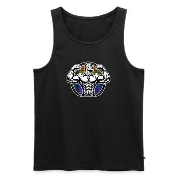 Power Figure in Rainbow Halos Bodybuilder - Men's Premium Organic Tank Top - black - Front - Michal (187cm)