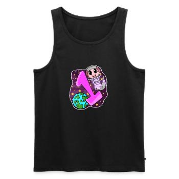 1 an - Inscription - Motif Axolotl - Débardeur bio Premium Homme - noir - Devant - Michal (187cm)