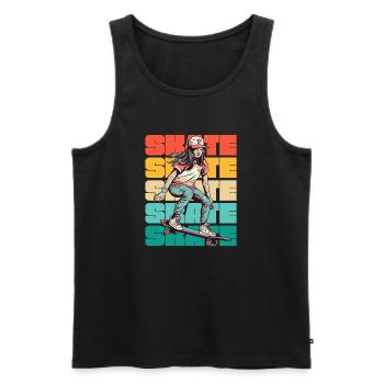 Skateboarding Cool Skater Mädchen Bunt - Männer Premium Bio Tank Top - Schwarz - Vorne - AI Model Male 178 light (178cm)
