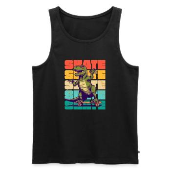Skateboarding Cool Skateboarder T Rex Dinosaurier - Männer Premium Bio Tank Top - Schwarz - Vorne - AI Model Male 178 light (178cm)