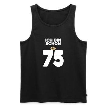 75. Geburtstag Geschenk - 75 Jahre mit Krone - Männer Premium Bio Tank Top - Schwarz - Vorne - Michal (187cm)