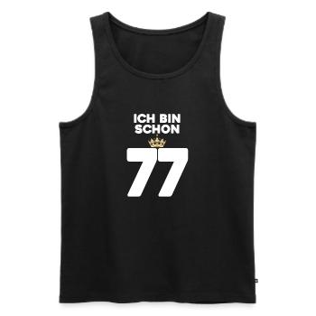 77. Geburtstag Geschenk - 77 Jahre mit Krone - Männer Premium Bio Tank Top - Schwarz - Vorne - Michal (187cm)
