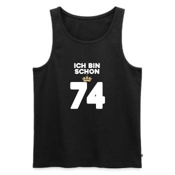 74. Geburtstag Geschenk - 74 Jahre mit Krone - Männer Premium Bio Tank Top - Schwarz - Vorne - AI Model Male 178 light (178cm)