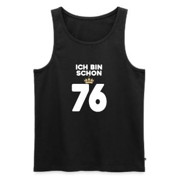 76. Geburtstag Geschenk - 76 Jahre mit Krone - Männer Premium Bio Tank Top - Schwarz - Vorne - Michal (187cm)