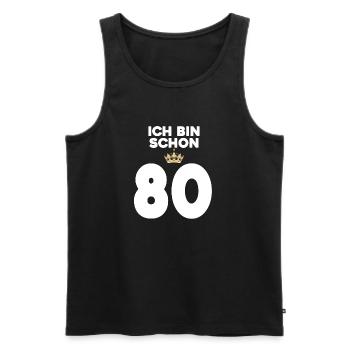 80. Geburtstag Geschenk - 80 Jahre mit Krone - Männer Premium Bio Tank Top - Schwarz - Vorne - Michal (187cm)