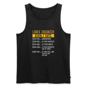 Ingénieur Linux Taux horaire Mécanique Taux de main-d’œuvre - Débardeur bio Premium Homme - noir - Devant - AI Model Male 178 light (178cm)