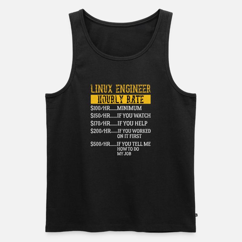 Linux Engineer Hourly Rate Mechanic Labor rate - Men's Premium Organic Tank Top - black