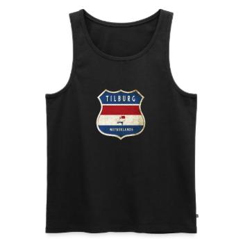 Tilburg Netherlands coat of arms design - Men's Premium Organic Tank Top - black - Front - AI Model Male 178 light (178cm)