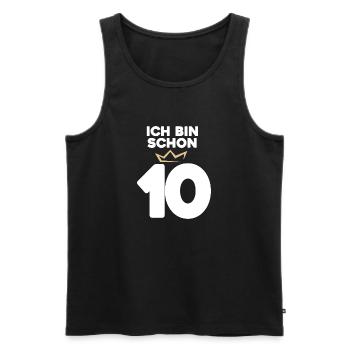 10. Geburtstag Geschenk - 10 Jahre mit Krone - Männer Premium Bio Tank Top - Schwarz - Vorne - Michal (187cm)