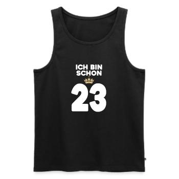 23. Geburtstag Geschenk - 23 Jahre mit Krone - Männer Premium Bio Tank Top - Schwarz - Vorne - Michal (187cm)