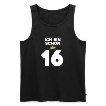 16. Geburtstag Geschenk - 16 Jahre mit Krone - Männer Premium Bio Tank Top - Schwarz - Vorne - Michal (187cm)