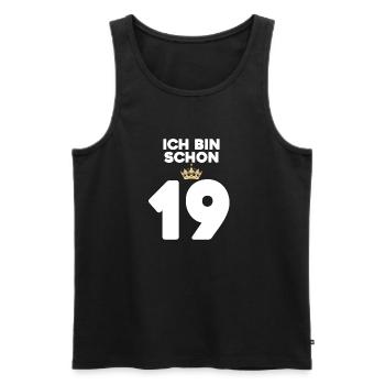19. Geburtstag Geschenk - 19 Jahre mit Krone - Männer Premium Bio Tank Top - Schwarz - Vorne - Michal (187cm)