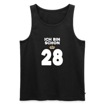 28. Geburtstag Geschenk - 28 Jahre mit Krone - Männer Premium Bio Tank Top - Schwarz - Vorne - Michal (187cm)