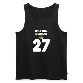 27. Geburtstag Geschenk - 27 Jahre mit Krone - Männer Premium Bio Tank Top - Schwarz - Vorne - Michal (187cm)