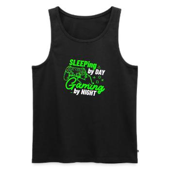Sleeping By Day Gaming By Night - Men's Premium Organic Tank Top - black - Front - AI Model Male 178 light (178cm)