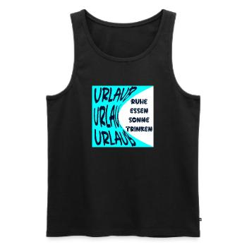 URLAUB - SONNE - RUHE - SOMMERFERIEN - ESSEN - Männer Premium Bio Tank Top - Schwarz - Vorne - Michal (187cm)