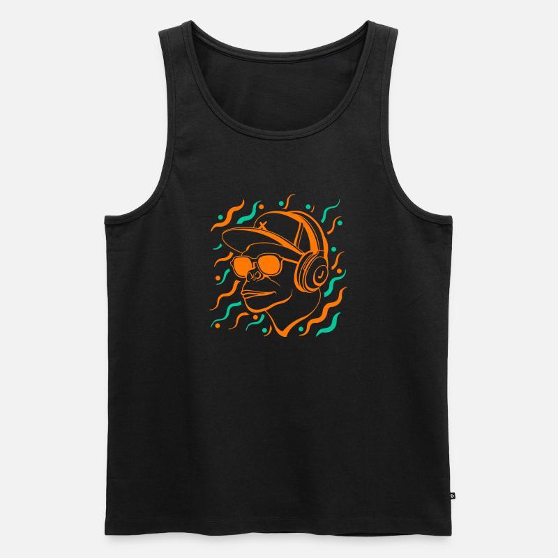 Coole Affe mit Kopfhörern - Männer Premium Bio Tank Top - Schwarz