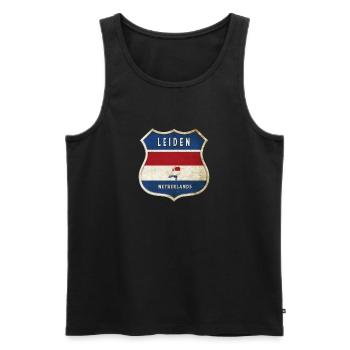 Leiden Netherlands coat of arms design - Men's Premium Organic Tank Top - black - Front - Michal (187cm)