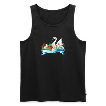 Schwan und Ente im See mit frühlingshaftem Ufer - Männer Premium Bio Tank Top - Schwarz - Vorne - AI Model Male 178 light (178cm)