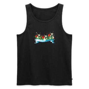 prairie printanière colorée avec des fleurs et des insectes - Débardeur bio Premium Homme - noir - Devant - AI Model Male 178 light (178cm)