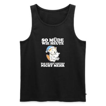 Müde Spruch lustig Schlafen - Selkirk Rex - Männer Premium Bio Tank Top - Schwarz - Vorne - AI Model Male 178 light (178cm)
