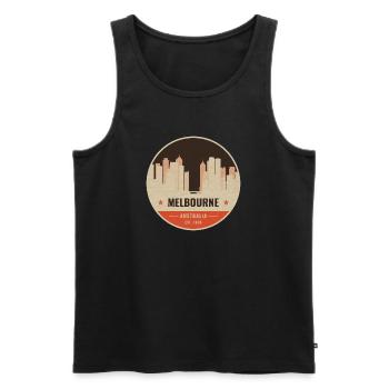 Melbourne Skyline Vintage Abzeichen - Männer Premium Bio Tank Top - Schwarz - Vorne - Michal (187cm)