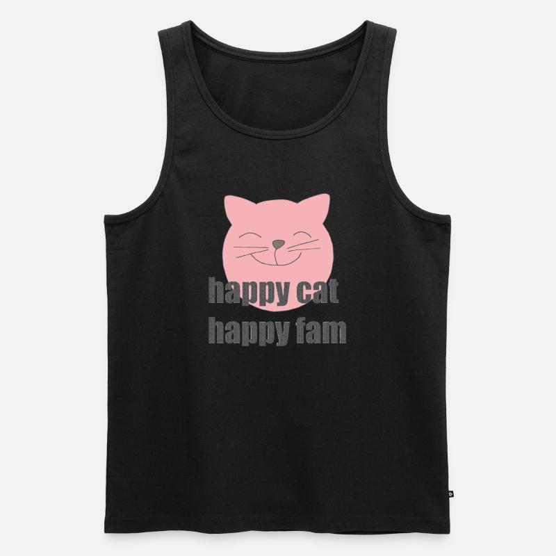 happy cat - Männer Premium Bio Tank Top - Schwarz