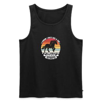 Ich weiß, ich renne wie ein Mädchen Pferde Design - Männer Premium Bio Tank Top - Schwarz - Vorne - AI Model Male 178 light (178cm)