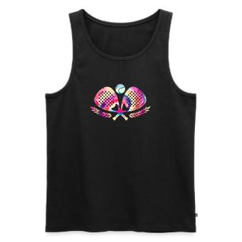 Padel Tennis Tie Dyed - Men's Premium Organic Tank Top - black - Front - AI Model Male 178 light (178cm)