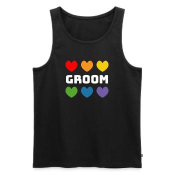 Rainbow Hearts Groom blanc - Débardeur bio Premium Homme - noir - Devant - Michal (187cm)