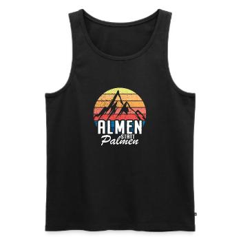 Alpine pastures instead of palm trees Mountains Skiing Mountaineering Alm - Men's Premium Organic Tank Top - black - Front - AI Model Male 178 light (178cm)