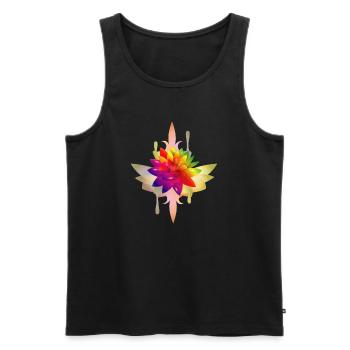Fleur de lotus fantastique colorée et lumineuse - Débardeur bio Premium Homme - noir - Devant - Michal (187cm)