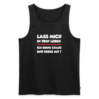 Chaos und Kekse | Lustiges Spruchshirt - Männer Premium Bio Tank Top - Schwarz - Vorne - Michal (187cm)