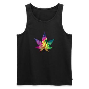 Tie Dye Batik Cannabis Leaf | Hemp leaf - Men's Premium Organic Tank Top - black - Front - AI Model Male 178 light (178cm)