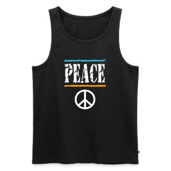 T-shirt rétro Peace Vibes - Débardeur bio Premium Homme - noir - Devant - Michal (187cm)