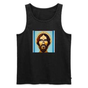 HaloJesus Stil-Porträt - Men's Premium Organic Tank Top - black - Front - AI Model Male 178 light (178cm)
