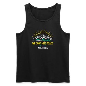 We Don't Need Roads. Ultra Runners - Men's Premium Organic Tank Top - black - Front - Michal (187cm)