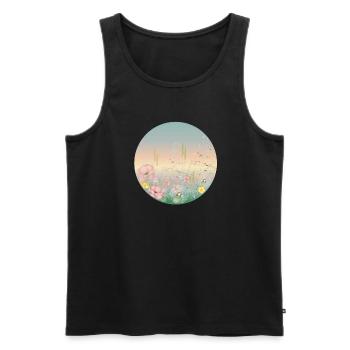 prairie délicatement fleurie aux couleurs pastel au printemps - Débardeur bio Premium Homme - noir - Devant - AI Model Male 178 light (178cm)