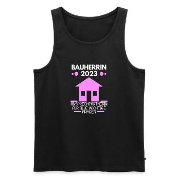 Bauherrin 2023 Hausbau Baustelle - Männer Premium Bio Tank Top - Schwarz - Vorne - Michal (187cm)