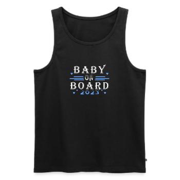 Pregnant 2023 - Men's Premium Organic Tank Top - black - Front - Michal (187cm)