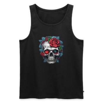 Skull with roses - Men's Premium Organic Tank Top - black - Front - AI Model Male 178 light (178cm)