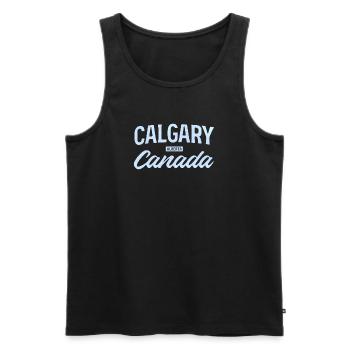 Calgary, Alberta, Canada – Design de ville rétro - Débardeur bio Premium Homme - noir - Devant - AI Model Male 178 light (178cm)