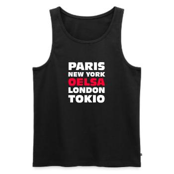 Oelsa Saxony Funny Cities Saying - Men's Premium Organic Tank Top - black - Front - Michal (187cm)