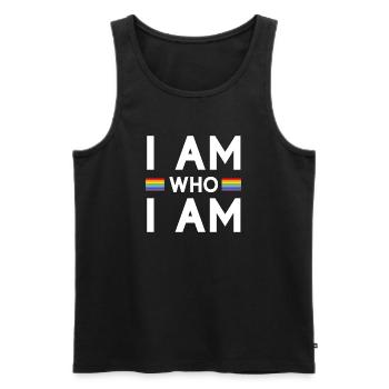 Mois de la fierté - Je suis qui je suis - LGBTQ+ - Débardeur bio Premium Homme - noir - Devant - AI Model Male 178 light (178cm)