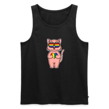 Rainbow Colorful Cat - Cool Cat - Débardeur bio Premium Homme - noir - Devant - AI Model Male 178 light (178cm)
