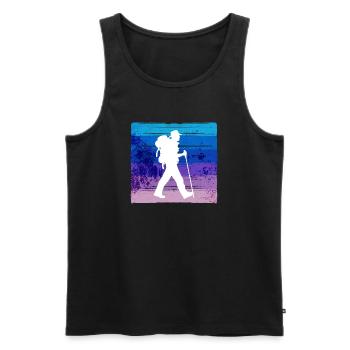 Berggipfel Wanderung Wanderer Wandern Bergsteigen - Männer Premium Bio Tank Top - Schwarz - Vorne - Michal (187cm)