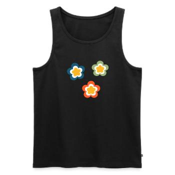 Fleur Motif Rétro Hippie Festival des années 70 - Débardeur bio Premium Homme - noir - Devant - Michal (187cm)