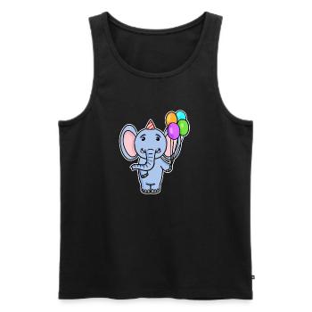 Elefant Geburtstag Luftballon - Männer Premium Bio Tank Top - Schwarz - Vorne - Michal (187cm)