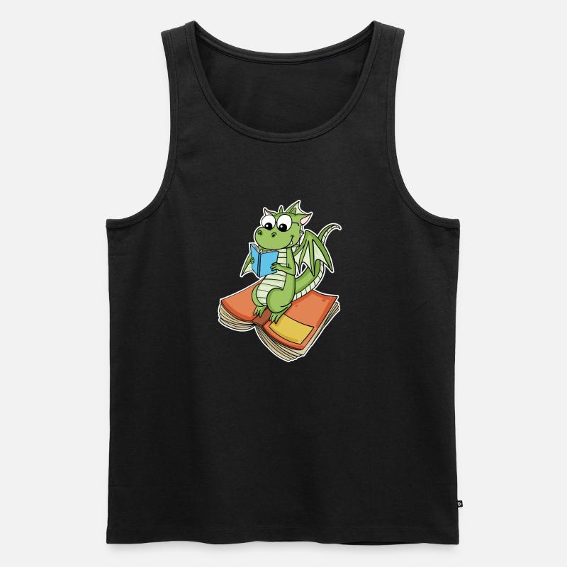 Bücher Drache Drachen - Männer Premium Bio Tank Top - Schwarz