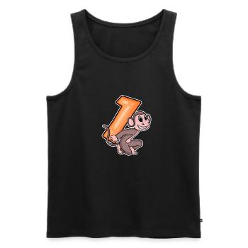1 Birthday 1 Year Old with Animal Motif - One - Men's Premium Organic Tank Top - black - Front - AI Model Male 178 light (178cm)